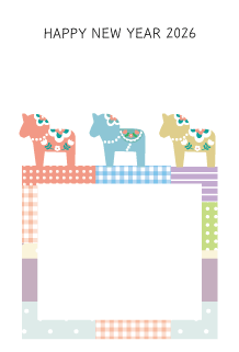 年賀状写真フレームダーラナホース34