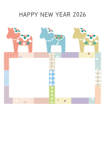 年賀状写真フレームダーラナホース35