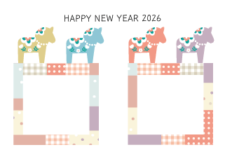 年賀状写真フレームダーラナホース37