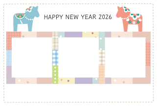 年賀状写真フレームダーラナホース38