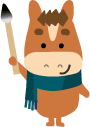 年賀状 午のイラスト馬くんの書初め132