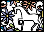 年賀状イラスト花と馬 切り絵風