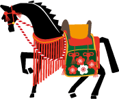 年賀状 午のイラスト飾り馬77