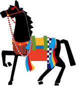 年賀状 午のイラスト飾り馬78