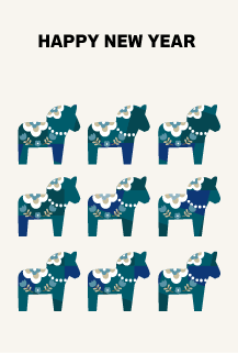 年賀状2026年テンプレートダーラナホース107