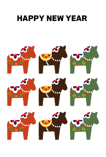 年賀状2026年テンプレートダーラナホース108