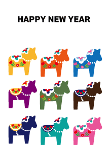 年賀状2026年テンプレートダーラナホース109