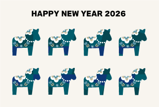 年賀状2026年テンプレートダーラナホース110