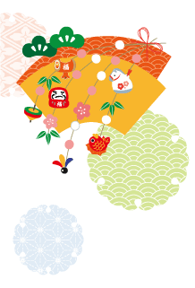 年賀状2026年テンプレート餅花飾り38