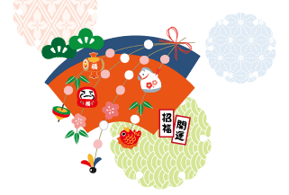 年賀状2026年テンプレート餅花飾り43