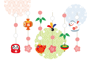 年賀状2026年テンプレート餅花飾り51